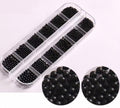 Chunmeng 0.8-3MM Mini Small Finger Nail Beads Metal Caviar Nail Accessories Nail Art Metal 3D Mixed Size DIY Accessories Beads Women's Nail Art（Black）