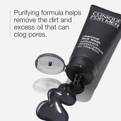 Clinique For Men Charcoal Face Wash - Detoxifying Gel Cleanser for All Skin Types | Unclogs Pores, 6.7 Fl Oz