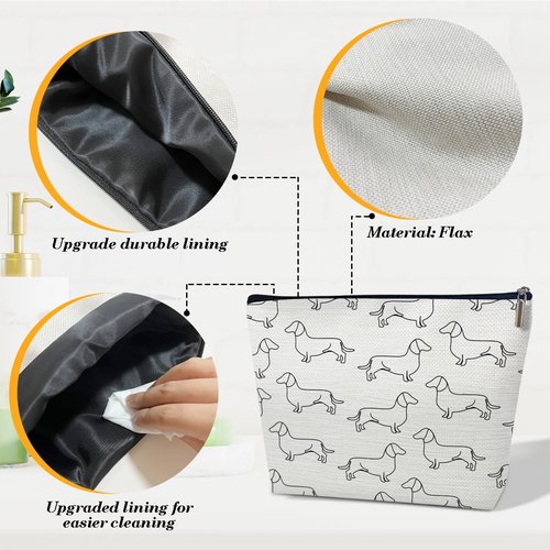 Dachshund Makeup Bag - Gifts for Lovers, Women, Sister, Daughter, Friends, Teen Girls - Cute Puppy Travel Toiletry Bag for Birthday, Graduation
