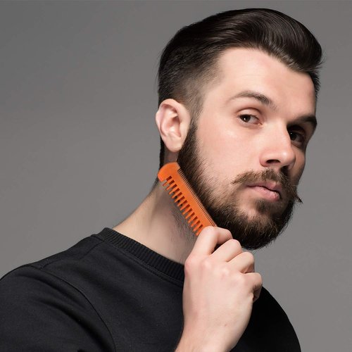 3 Pieces Beard Comb for Men Natural Sandalwood Wooden Mustaches Combs Dual Action Teeth Beard Comb with 3 Pieces Pocket Faux Leather Case for Beards Mustaches(Yellow)