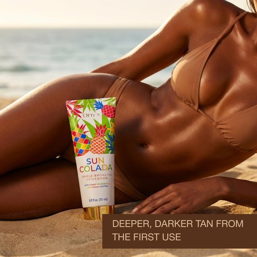 Onyx Suncolada Triple Bronzing Lotion for Tanning Bed - Indoor Dark Tanning Accelerator with Bronzer | Anti-Aging, Hydrating, Streak-Free formula | 8.5 fl oz