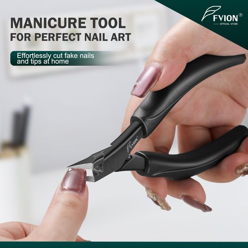 FVION Straight Blade Toenail Clippers, Comfort Handle Ingrown Toe Nail Clippers for Thick Nails for Seniors, Finger Nail Clippers for Adult (Black)