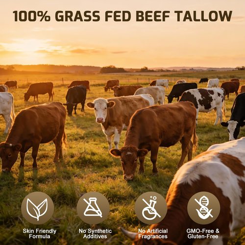 Beef Tallow for Skin, Tallow and Honey Balm, Organic Grass-Fed Beef Tallow + Raw Wild Honey, Jojoba Oil, Face & Body Moisturizer for Dry/Sensitive Skin, Deep Nourishing Natural Formula, Light Scent