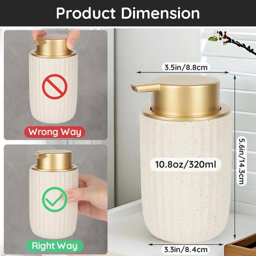 Segbeauty Foam Soap Dispenser Refillable, 10.8oz Ceramic Foaming Hand Wash Dispenser, 320ml Empty Bathroom Shower Shampoo Body Wash Dispensing Bottle, Press Dish Soap Foaming Pump Bottle for Kitchen