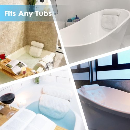 AEROiVi Luxury Bath Pillows for Tub，Bath Pillow Bathtub Pillows for Head and Neck Support Bath Cushion Made from Soft Spacer Mesh Material with Suction Cups