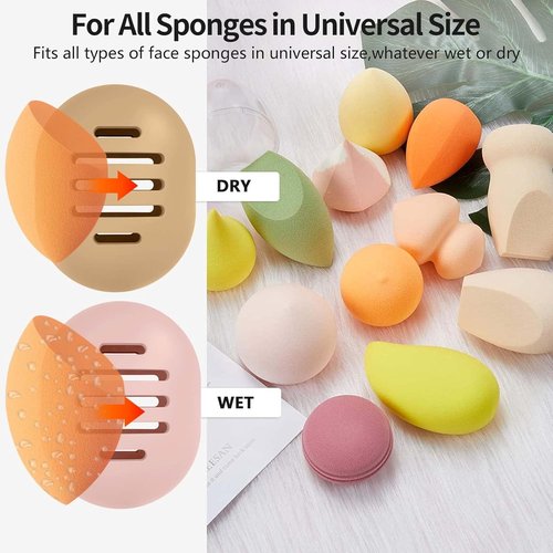 Fauxomor Makeup Sponge Holder - Double-Sided Vented Silicone Case for Travel | Shatterproof Design in Rose Red