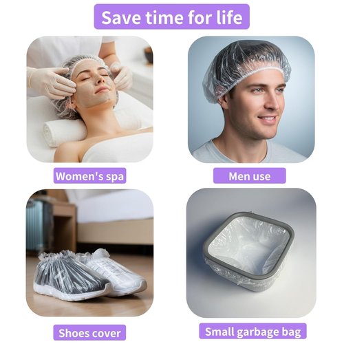 Skiennix Disposable Shower Caps - Extra Large Waterproof Hair Caps for Women | 100PCS, 22 Inch