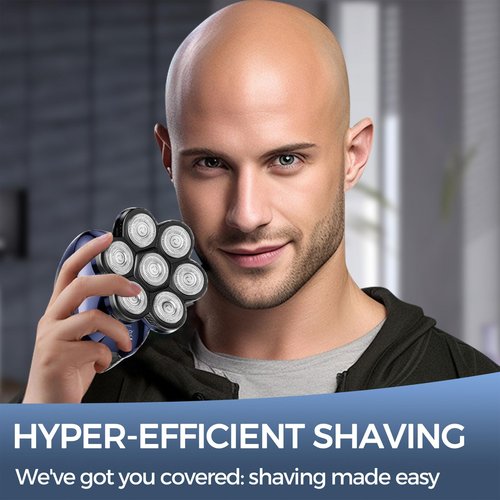 7 Blades Head Shaver Replacement Heads, Universal Fit for Electric Razors, Wet & Dry Use, 7D Floating Design, Stainless Steel Blade Heads, Ideal for Men's Face & Bald Head Shaving (3 Count)