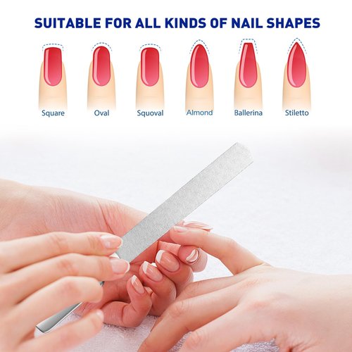 Lobodt Stainless Steel Nail File with Anti-Slip Handle and Leather Case, Double Sided and Files Nails Easily for Men and Woman,Great for Home Salon or Travel Use (2 PCS Metal)