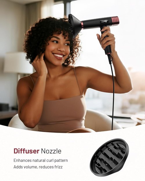 Skiennix Dual Voltage Ionic Hair Dryer - 1875W Fast Drying with Diffuser | Lightweight & Low Noise for Travel