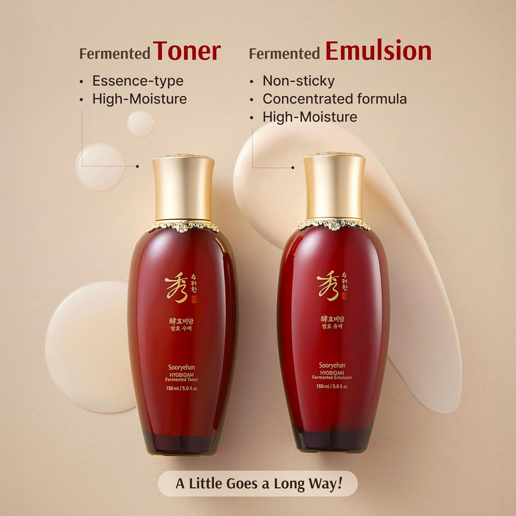 Sooryehan Hyobidam Fermented Skincare Gift Set - Premium Korean Anti-Aging Kit with Wild Ginseng, 13.53 fl oz