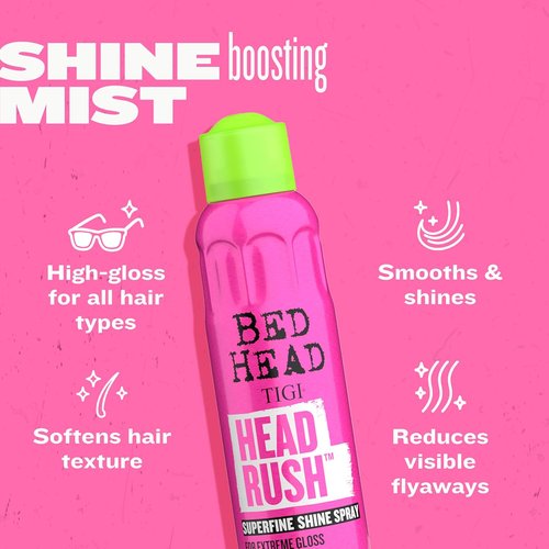 Bed Head by TIGI Headrush Shine Spray - Fragrance & Frizz Control for Smooth, Shiny Hair | 5.3 oz