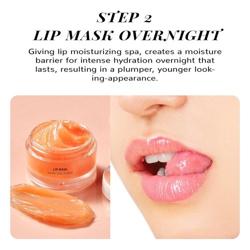 ANAI RUI Lip Scrub & Mask Set - Exfoliating Sugar Scrub & Moisturizing Overnight Mask for Dry Lips | Peach