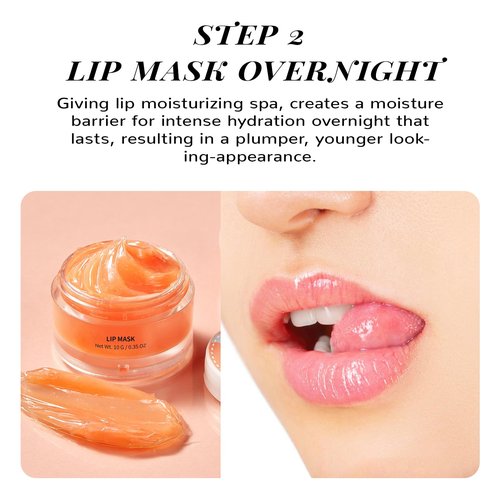 ANAI RUI Lip Scrub & Mask Set, Lip Scrubber Exfoliator, Lip Sugar Scrub, Lip Sleeping Mask, Moisturizering for Dry, Chapped, Dark Lips, Overnight Lip Mask, Peach