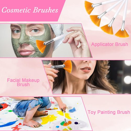 DLUGOPIS 34 Pcs Esthetician Facial Supplies Set: 4 Gold Bowls, 10 Mud Mask Applicators, 4 Cosmetic Brushes, 12 Compressed Sponges, 4 Facial Headbands for Unisex Face Cleansing