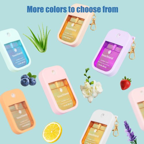 GAWBYET Hand Sanitizer Spray Case Compatible with Touchland, Silicone Hand Sanitizer Case Holder with Keychain for Power Mist and Glow Mist 1 fl oz,(White+Blue+Black)