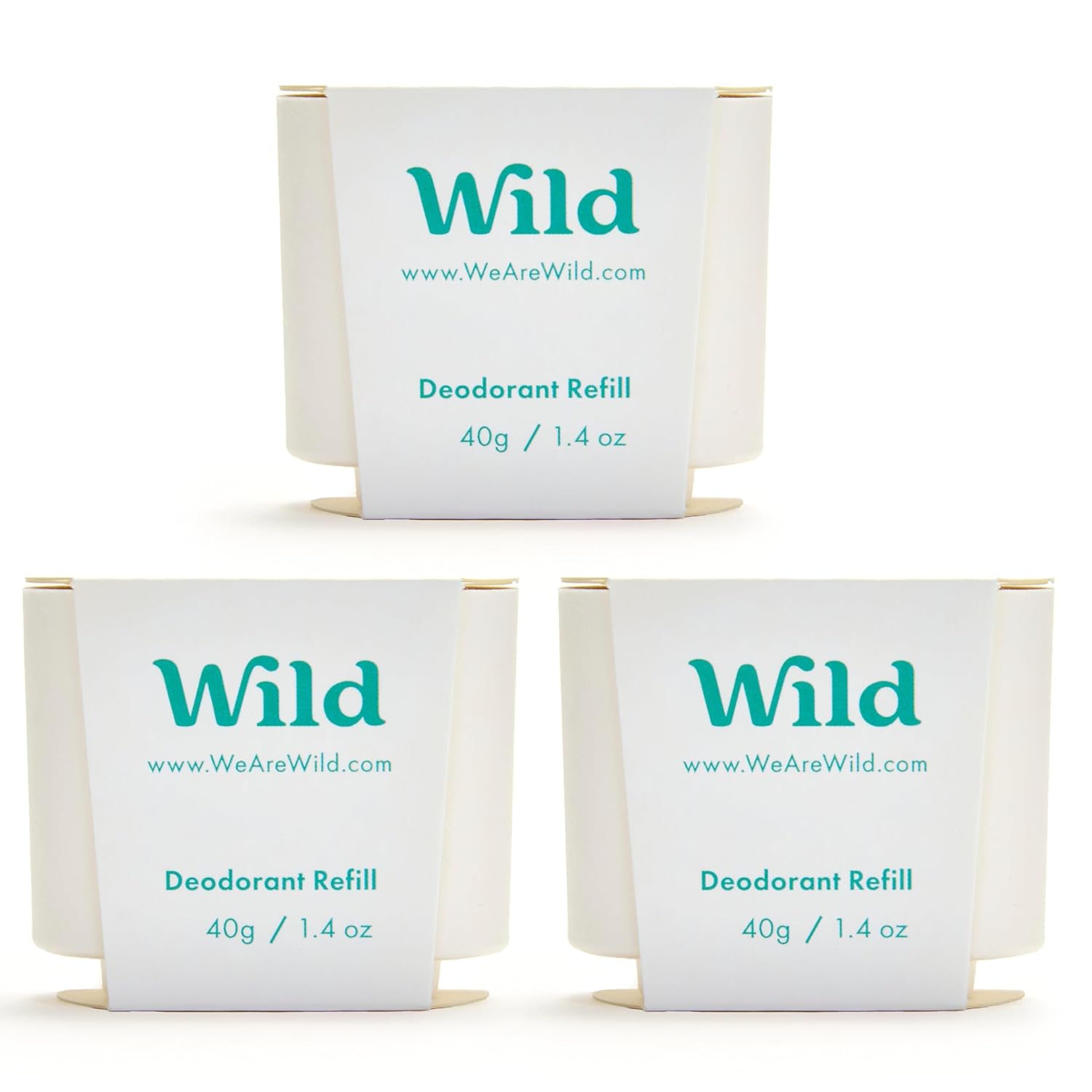 Wild Aluminum Free Refillable Deodorant - Fresh Cotton & Sea Salt Trio Pack | 98% Natural Ingredients, Vegan Friendly