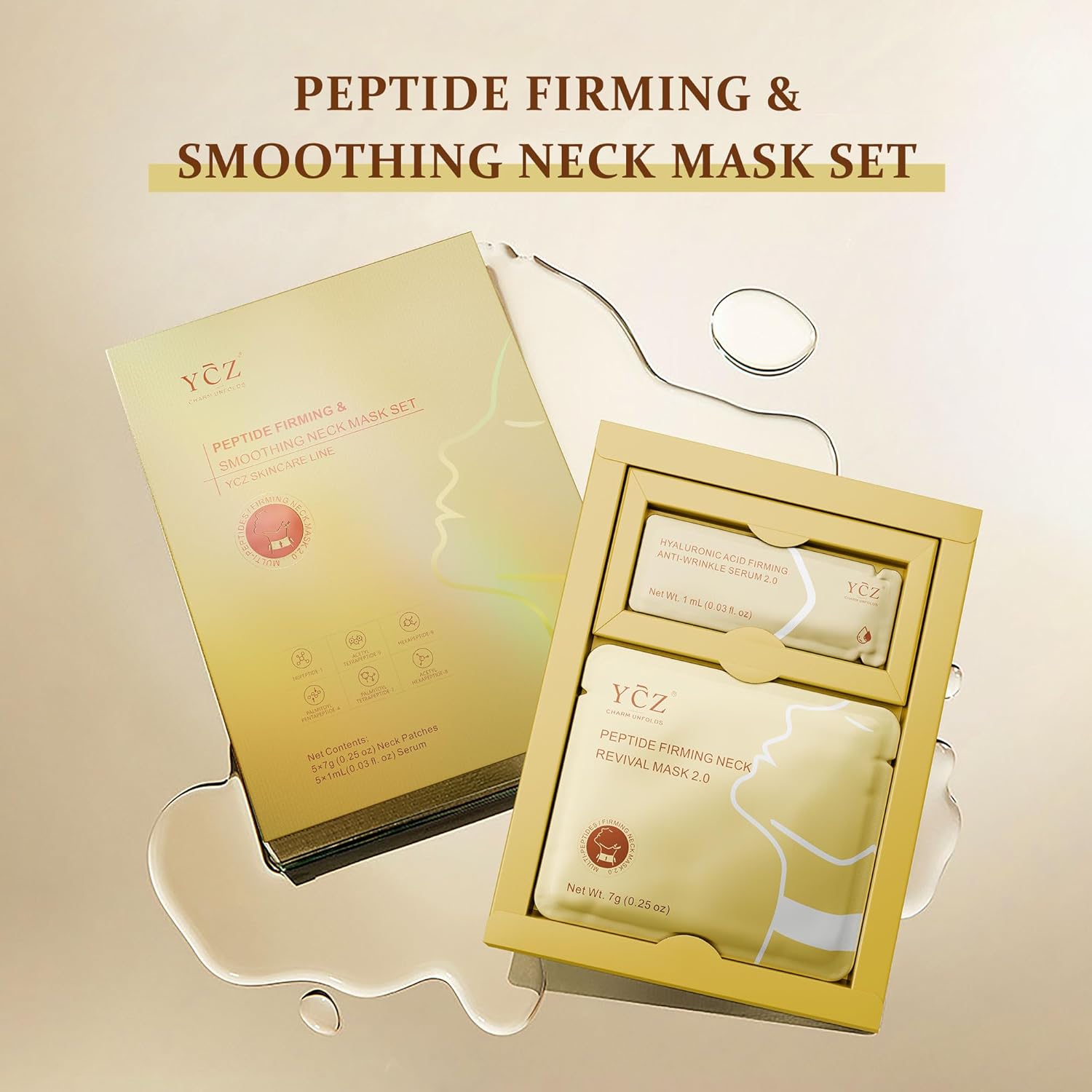 Ycz Firming Neck Mask | Deep Hydration & Collagen Anti-Wrinkle Patches with 8 Peptides