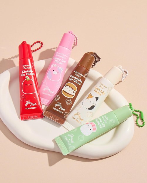 TONYMOLY Cam the Cat Keychain Lip Gloss - Hydrating Frosted Milk Sheer Tint with Coconut Oil | Travel-Friendly 11ml