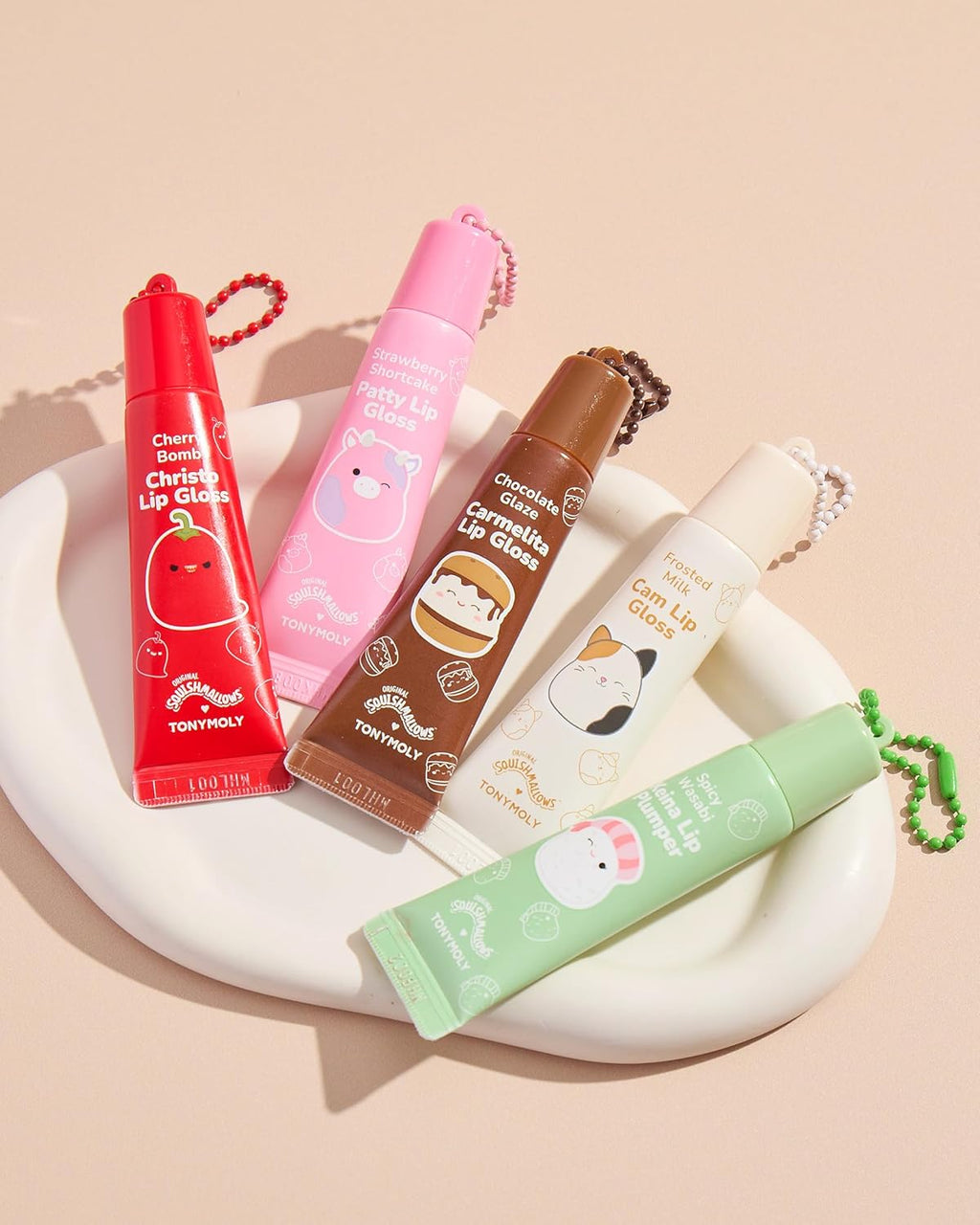 TONYMOLY Christo Keychain Lip Gloss - Hydrating Sheer Cherry Red Tint with Cherry Extract & Rosehip Oil, 11ml