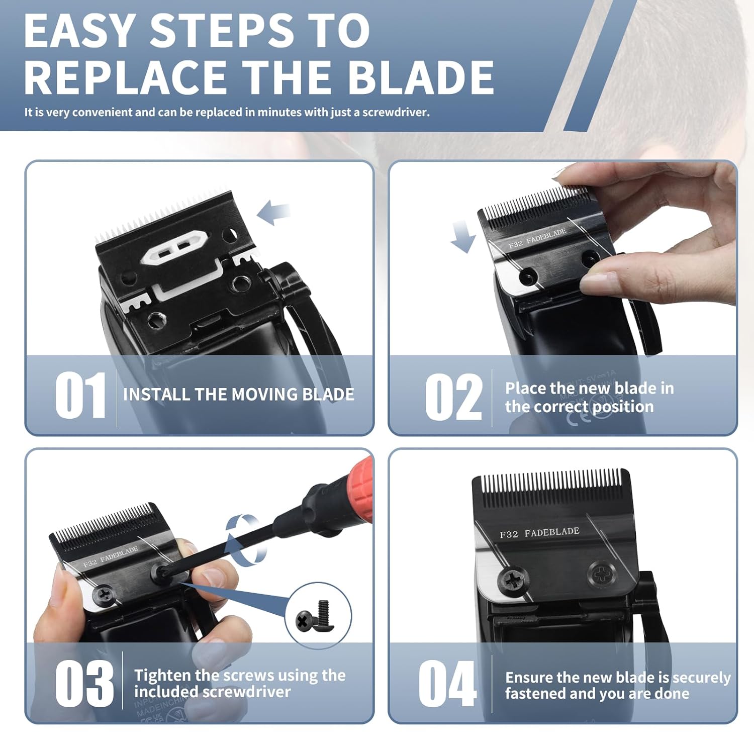 Wahl F32 Professional Fadeout Blade - High Precision Zero Adjustable Replacement Blades | 1 Pack