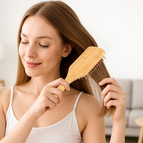 12-Pack Natural Bamboo Hair Brushes for Scalp Massage & Detangling, Anti-Static Wooden Paddle Brush with Ergonomic Handle and Bamboo Bristles, DIY Engraving Gifts(9.65'' X 3.35'', White)