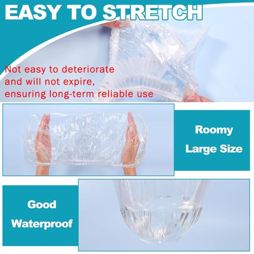 Dyrfolm 50 PCS Disposable Shower Caps - Extra Large, Waterproof Elastic, Thick Hair Caps For Bath & Spa