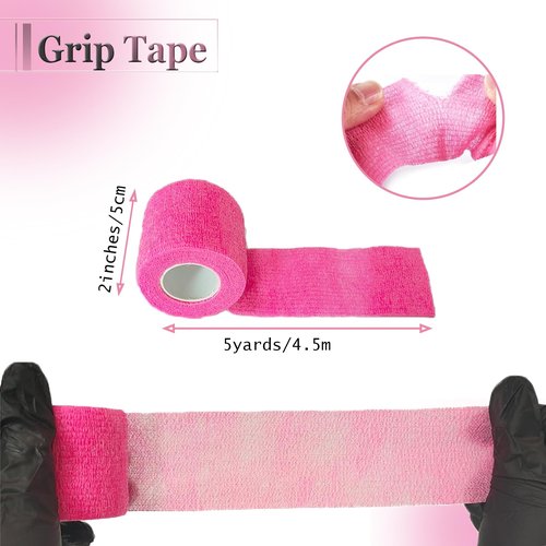 206PCS Tattoo Machine Covers with Grip Wrap - SOTICA 200PCS Pink Tattoo Pen Covers 2.56×7.1" Machine Wraps and 6PCS Black Self-Adhesive Bandage for Tattoo Supplies