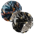 Deokke 2 PCS Bonnets for Women Girls Satin Hair Bonnet Silk Adjustable Elastic Double Layer Hair Wrap Sleep Cap Comfort Cute-Sun Moon Sunset