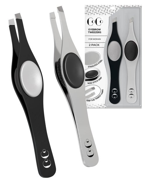 Cocos Closet Precision Tweezers for Women Facial Hair - Stainless Steel Tweezers for Women and Men - Ideal for Eyebrow Shaping and Hair Removal - Slanted Tips, Durable and Ergonomic Grip Design