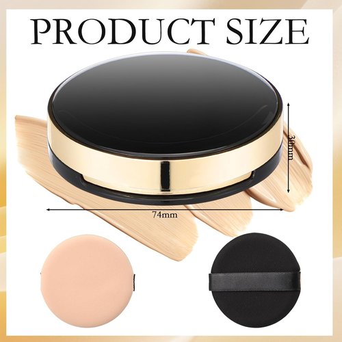 Patelai 7 Pcs Black Makeup Sponge Holder - Portable Refillable Foundation Container with Extra Sponges & Mirror