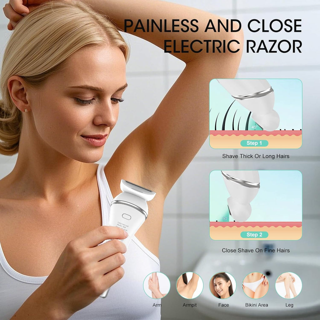 Zesuti Epilators - 2-in-1 Electric Hair Removal Razor for Women | Dual Head Bikini Trimmer & Facial Shaver