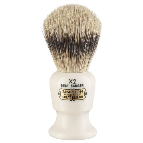 Commodore Best Badger Brush- Simpson Shaving Brushes - Faux Ivory Handle (X2 Best)
