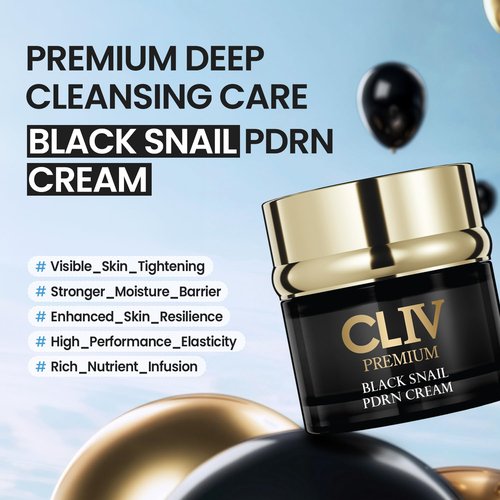 CLIV Black Snail PDRN Cream - Firming & Lifting Face Moisturizer with 65% Snail Mucin - Korean Skincare for Fine Lines, 1.76 fl oz (52ml)