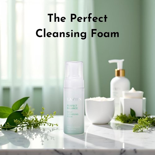 LAVIEN Perfect Balance Daily Cleansing Foam - Gentle Face Wash & Makeup Remover for All Skin Types - 5.97 Fl Oz (150ml)