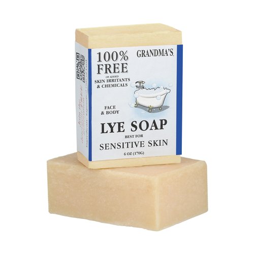 Grandma's Pure Lye Soap Bar by CLASSYONE – Unscented Face & Body Wash Soap for Dry & Itchy Skin, Bundled with Wonder Wafers Baby Powder Air Freshener - 6.0 oz, Pack of 6