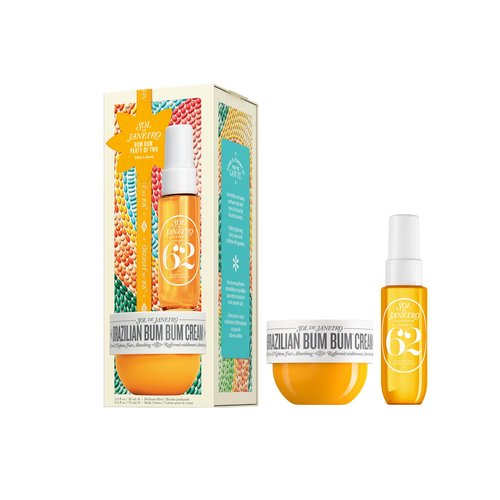 Sol de Janeiro Bum Bum Party of Two Beauty Gift Set | Brazilian Bum Bum Cream 2.5 fl oz & Cheirosa 62 Perfume Mist 1 fl oz | Beauty Minis | Limited Edition | Travel Size Trial Set | $36 Value