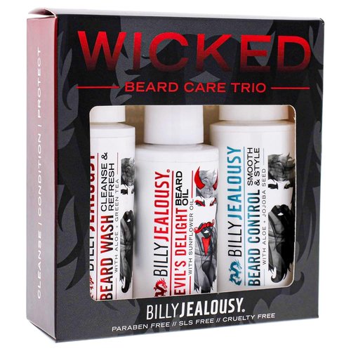 Billy Jealousy Beard Care Kit - Travel-Friendly Grooming Essentials for Men | Wash, Conditioner & Oil