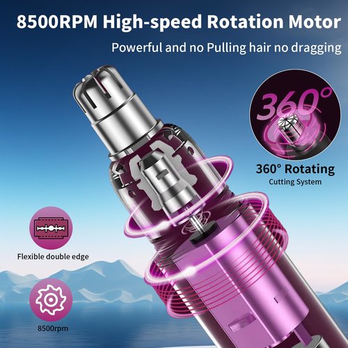 Mendaping 2025 Rechargeable Nose and Ear Hair Trimmer with LED Dispaly for Women Men,4 in 1 Painless Eyebrow & Facial Hair Trimmer with Powerful Motor,Ladies Wet & Dry Electric Razor (White)