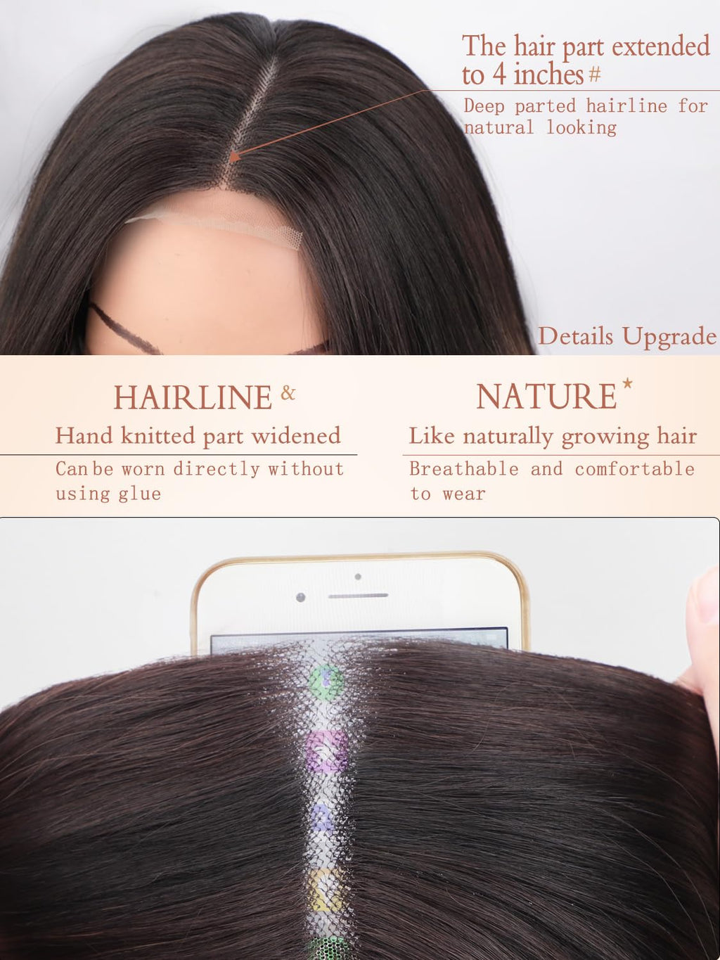 XIXIBI Long Brown Highlights Wigs for Women, Ombre Brown Mixed Blonde Wigs with Black Roots, Synthetic Long Curly Wavy Wigs With Lace Hairline, Heat Resistant Fiber Wig for Daily Party Use