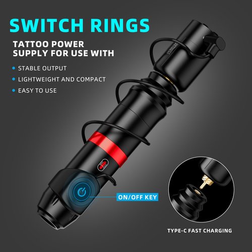 MIHERT Tattoo Gun Kit with Wireless Rotary Tattoo Machine, 1500mAh Battery, 20 Tattoo Cartridge Needles, 7 Tattoo Inks, Tattoo pen for Beginners and Professionals (Black)
