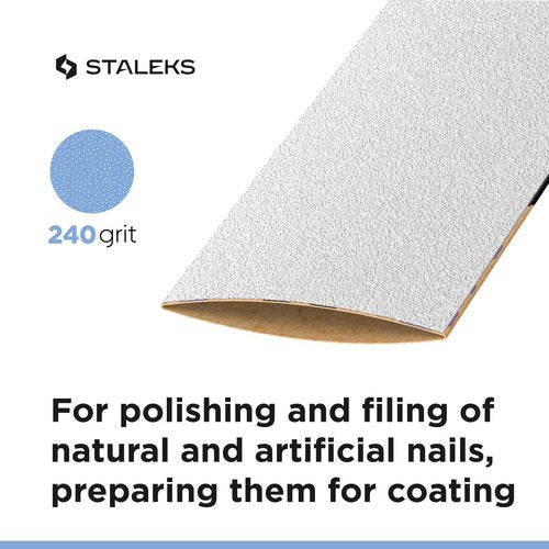 Staleks Pro Disposable White Abrasive Tape papmAm Expert – 240 Grit – 7m Roll in Plastic Case – Glueless Replaceable Abrasive – Professional Nail Polishing – Manicure & Pedicure