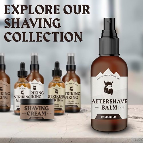 Striking Viking Aftershave Balm - 4 Fl Oz, Pack of 1, Fragrance-Free - Hydrating Post-Shave Balm - Soothing Relief with Unscented After Shave for Men
