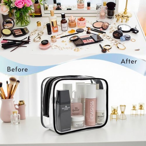 Dismok 16 Packs Clear Makeup Bag - Waterproof Cosmetic Bag, Portable Travel Makeup Bag with Zipper for Men and Women