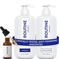 Routine Wellness | Shampoo and Conditioner Set with Hair Serum for Thinning Hair - DHT Blocker, Color Safe, Unscented