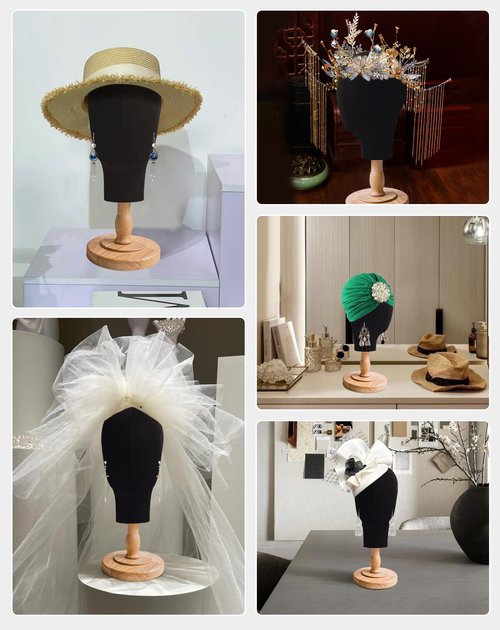 CHADWICK Black Mannequin Head for Wigs, Hats, 21 Inches Fursuit Head, Hat Stand Holder with Detachable Wood Stand, Professional Canvas Block for Shops, Home Decor, Hair Salon Display