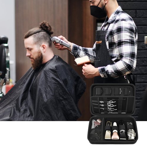 Boobowl Hard Travel Case for Hair Clippers, Hair Cutting Barber Supplies Organizer Bag, Trimmer Storage Holder for Ufree/for Wahl/for Andis Men Razor Guard Grooming Kits -Black