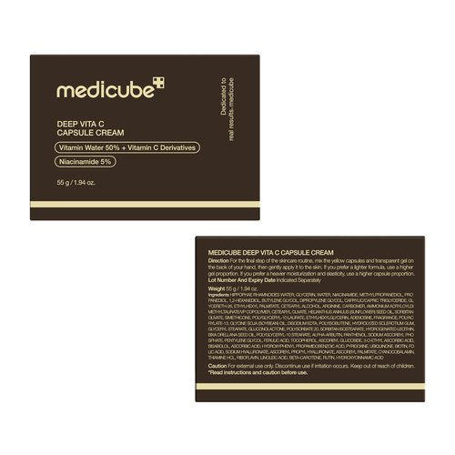 medicube Capsule Cream with Deep Vitamin C | Liposome Vitamin C Golden Capsule for Radiance & Firm-Looking Skin | Hydrating Glow Gel Texture | Korean Skincare, 1.94 oz