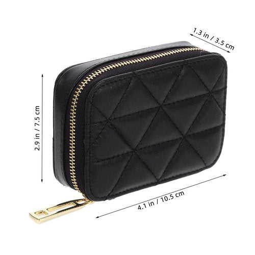 FOMIYES 1pc Touch up Bag Handbag Holder Cowhide Makeup Bag Black with Mirror Pouches for Purse Small for Cosmetics Wallet