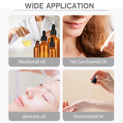 3.4 oz Amber Glass Dropper Bottles,4 Pack 100ml Empty Reusable Leak Proof Thick Tincture Bottles for Essential Oils,Hair Oil,Liquids,Laboratory,Pharmacist Bottle,Massage,Perfumery Aromatherapy